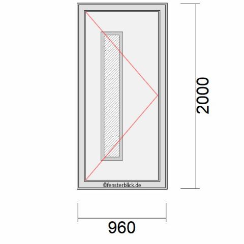 Haustür 960x2000mm DL schematische Zeichnung