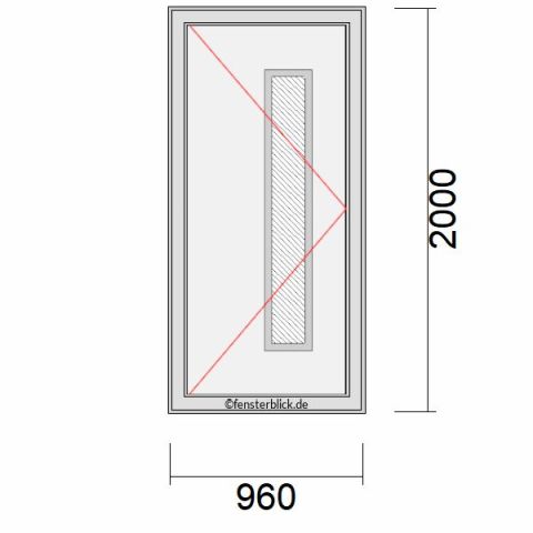 Haustür 960x2000mm DL schematische Zeichnung