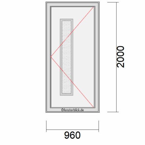 Haustür 960x2000mm DR schematische Zeichnung