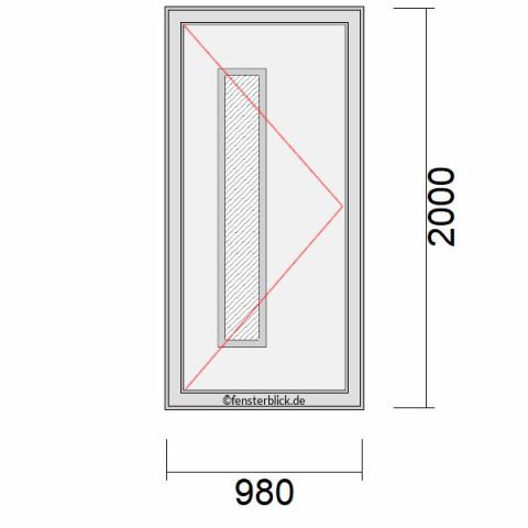 Haustür 980x2000mm DL schematische Zeichnung