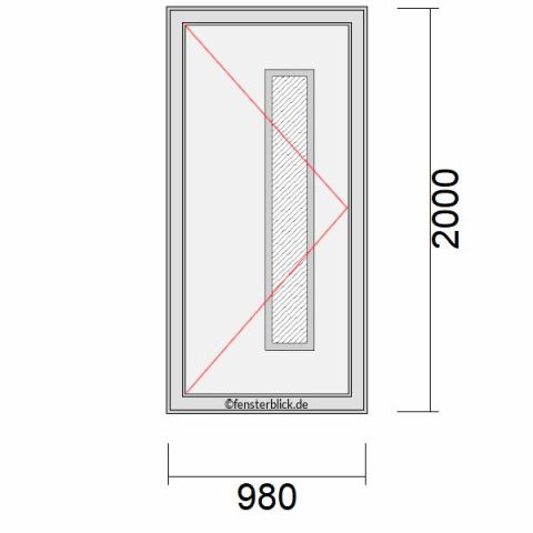 Haustür 980x2000mm DL schematische Zeichnung