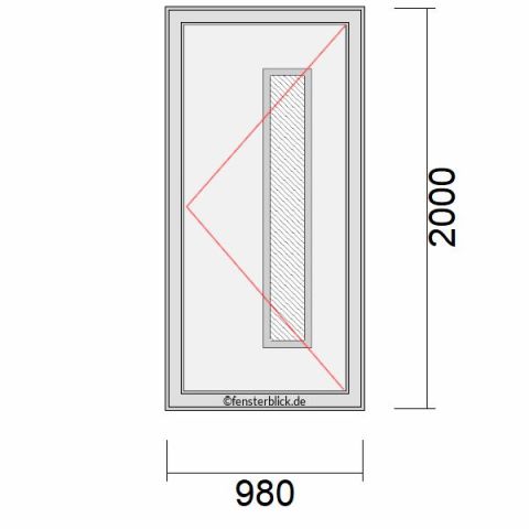 Haustür 980x2000mm DR schematische Zeichnung