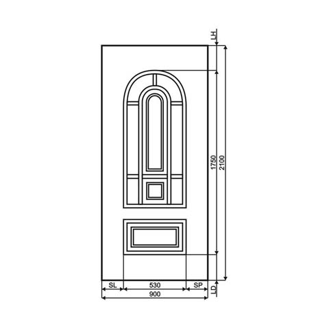 Technische Zeichnung Haustür DV-304