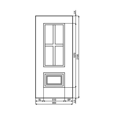 Technische Zeichnung Haustür DV-344