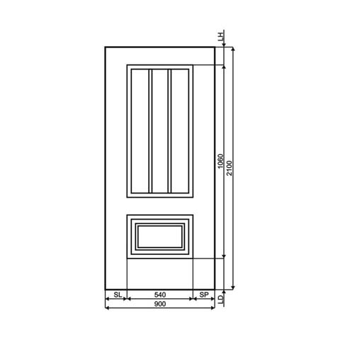 Technische Zeichnung Haustür DV-350