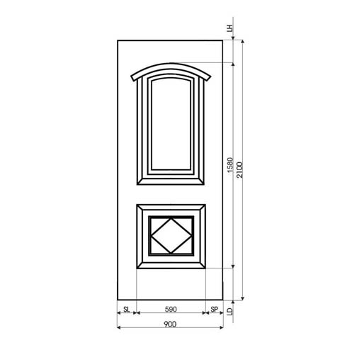 Technische Zeichnung Haustür DV-92