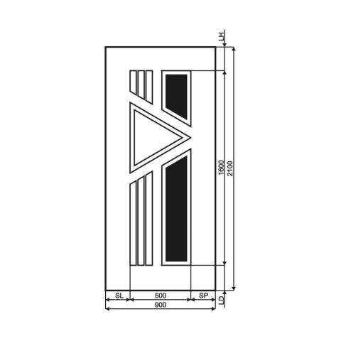 Technische Zeichnung Haustür DV-332