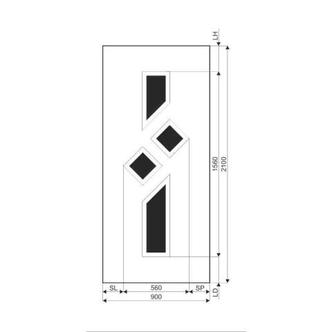 Technische Zeichnung Haustür DV-371