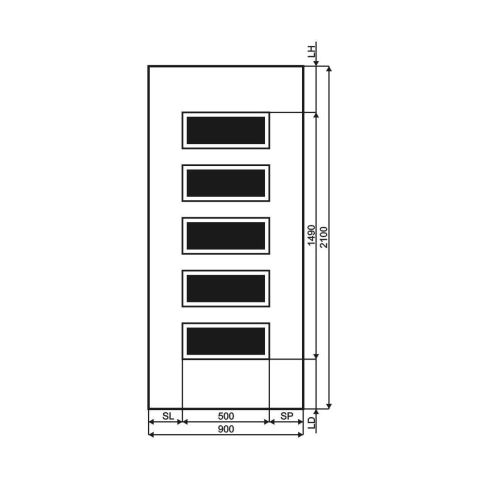 Technische Zeichnung Haustür DV-380