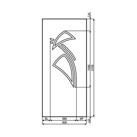 Technische Zeichnung Haustür DV-263