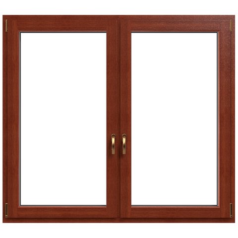 2 flg. Dreh-Kipp Holz-Aluminium-Fenster Kiefer mit Teak Lasur