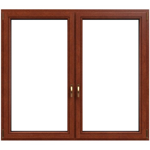 2 flg. Dreh-Kipp Holzfenster Meranti mit Teak Lasur