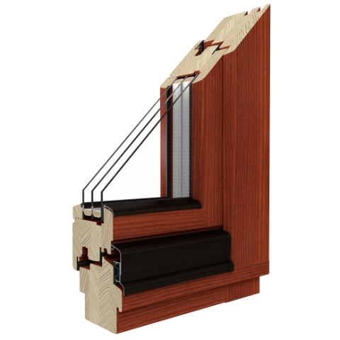 Holzfenster Profil Kiefer mit Teak Lasur