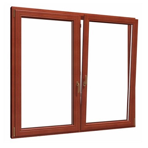 2-flügeliges Holzfenster Softline-88 Teak