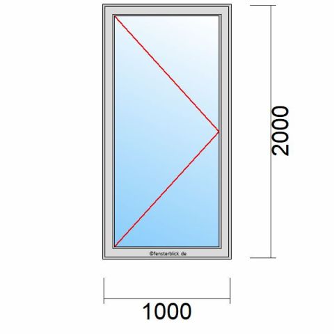 Nebeneingangstür 1000x2000mm DL schematische Zeichnung