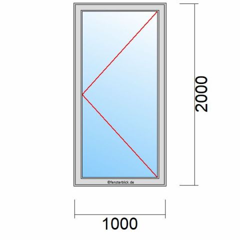 Nebeneingangstür 1000x2000mm DR schematische Zeichnung