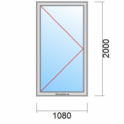 Nebeneingangstür 1080x2000mm DL schematische Zeichnung