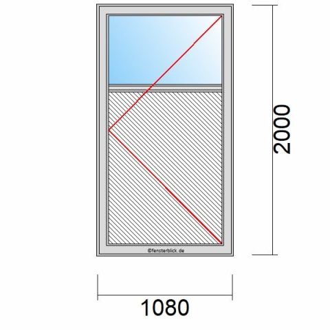 Nebeneingangstür mit Füllung 1080x2000mm DR schematische Zeichnung