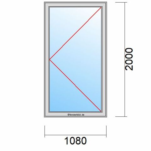 Nebeneingangstür 1080x2000mm DR schematische Zeichnung