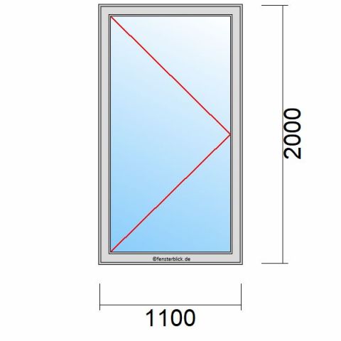 Nebeneingangstür 1100x2100mm DL schematische Zeichnung