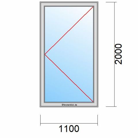 Nebeneingangstür 1100x2100mm DR schematische Zeichnung