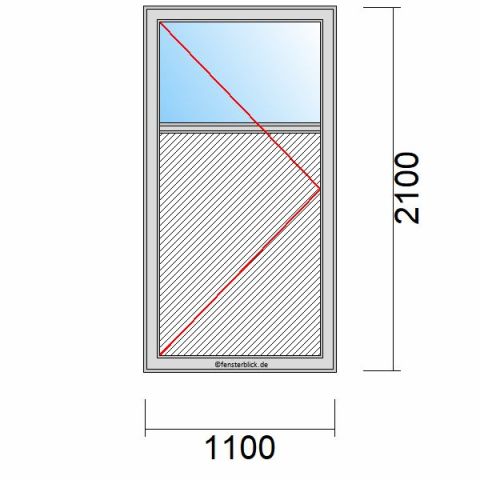 Nebeneingangstür mit Füllung 1100x2100mm DL schematische Zeichnung