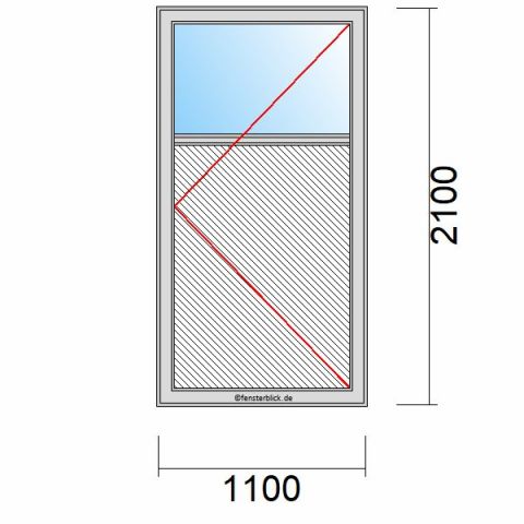 Nebeneingangstür mit Füllung 1100x2100mm DR schematische Zeichnung