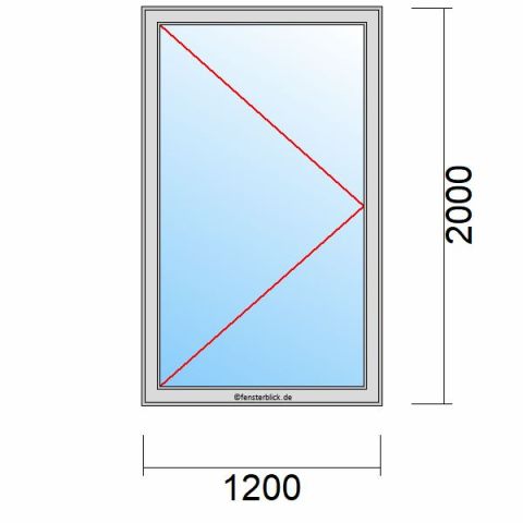 Nebeneingangstür 1200x2000mm DL schematische Zeichnung