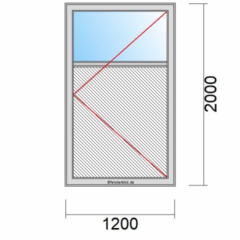 Nebeneingangstür mit Füllung 1200x2000mm DR schematische Zeichnung