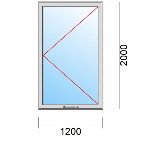 Nebeneingangstür 1200x2000mm DR schematische Zeichnung