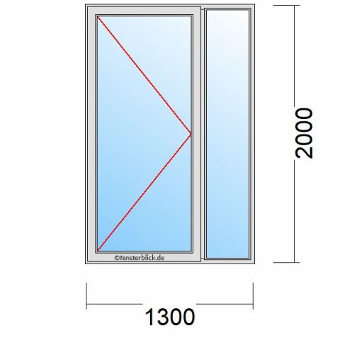 Nebeneingangstür 1300x2000mm DL schematische Zeichnung Seitenteil Rechts