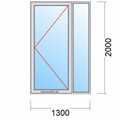 Nebeneingangstür 1300x2000mm DR schematische Zeichnung Seitenteil Rechts