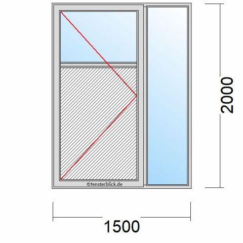 Nebeneingangstür mit Füllung 1500x2000mm DL Seitenteil Rechts schematische Zeichnung