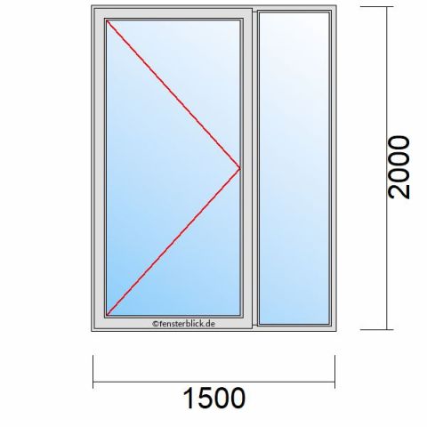 Nebeneingangstür 1500x2000mm DL Seitenteil Rechts schematische Zeichnung