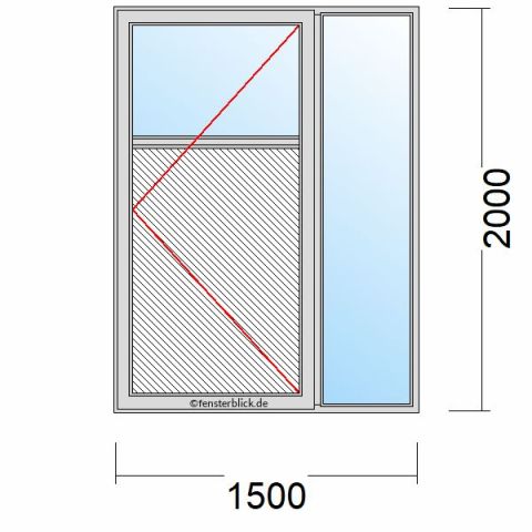 Nebeneingangstür mit Füllung 1500x2000mm DR Seitenteil Rechts schematische Zeichnung