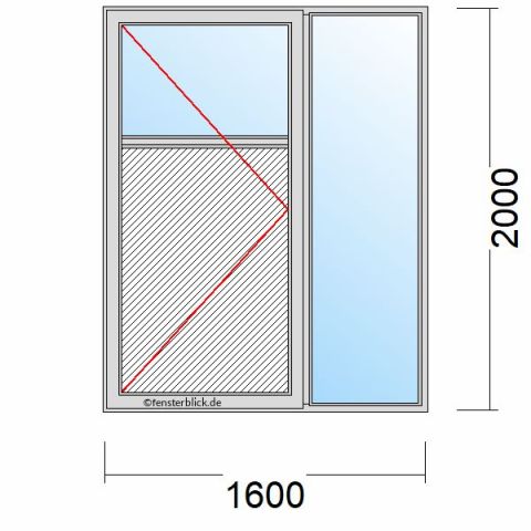 Nebeneingangstür mit Füllung 1600x2000mm DL Seitenteil Rechts schematische Zeichnung