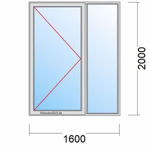 Nebeneingangstür 1600x2000mm DL Seitenteil Rechts schematische Zeichnung