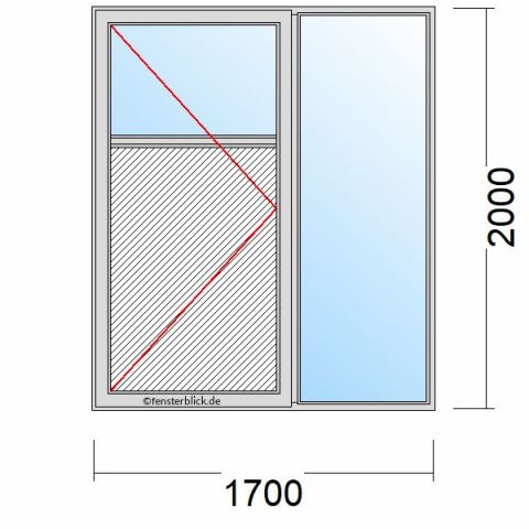 Nebeneingangstür mit Füllung 1700x2000mm DL Seitenteil Rechts schematische Zeichnung