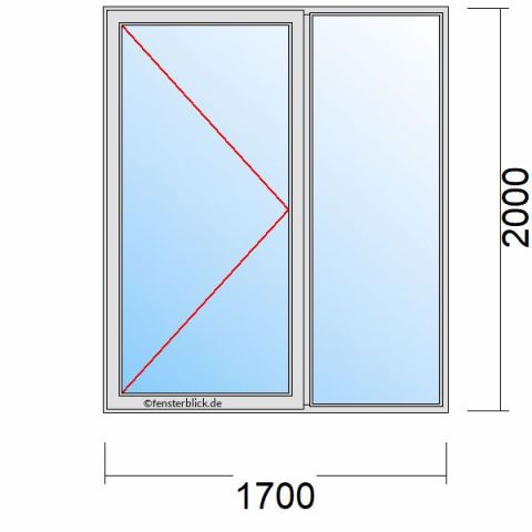 Nebeneingangstür 1700x2000mm DL Seitenteil Rechts schematische Zeichnung