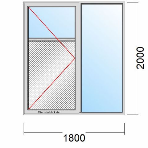 Nebeneingangstür mit Füllung 1800x2000mm DL Seitenteil Rechts schematische Zeichnung