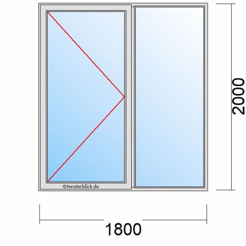 Nebeneingangstür 1800x2000mm DL Seitenteil Rechts schematische Zeichnung