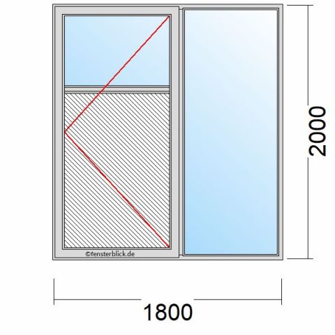 Nebeneingangstür mit Füllung 1800x2000mm DR Seitenteil Rechts schematische Zeichnung