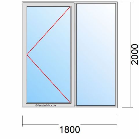 Nebeneingangstür 1800x2000mm DR Seitenteil Rechts schematische Zeichnung