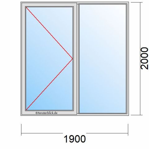 Nebeneingangstür 1900x2000mm DL Seitenteil Rechts schematische Zeichnung