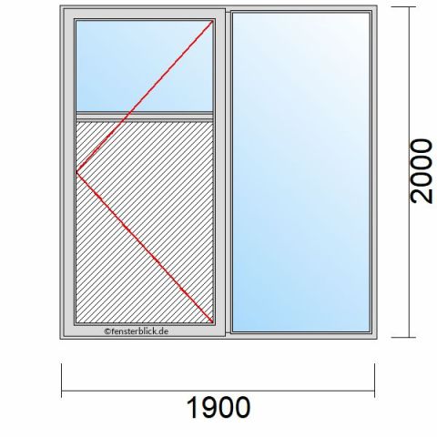 Nebeneingangstür mit Füllung 1900x2000mm DR Seitenteil Rechts schematische Zeichnung