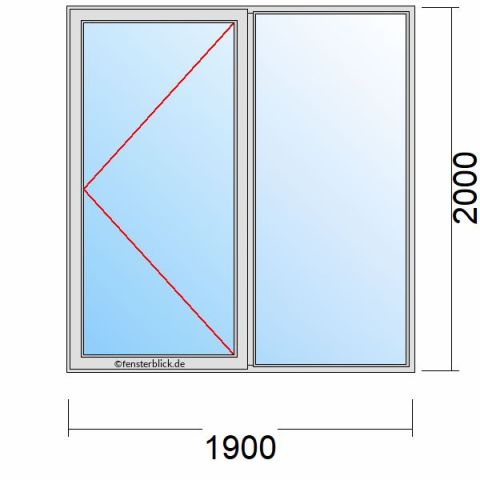 Nebeneingangstür 1900x2000mm DR Seitenteil Rechts schematische Zeichnung