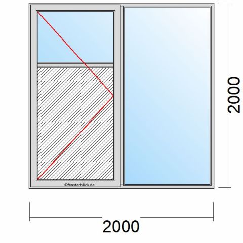 Nebeneingangstür mit Füllung 2000x2000mm DL Seitenteil Rechts schematische Zeichnung