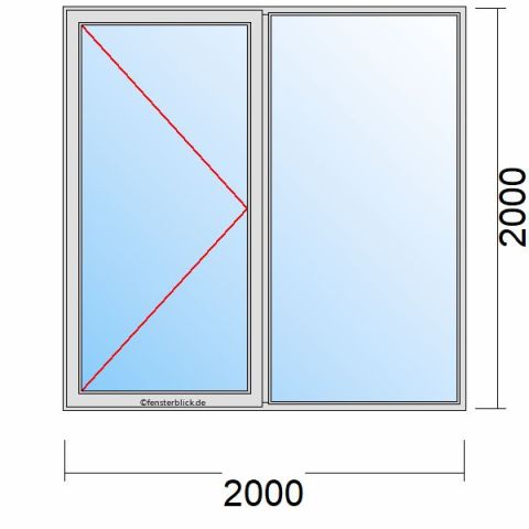 Nebeneingangstür 2000x2000mm DL Seitenteil Rechts schematische Zeichnung