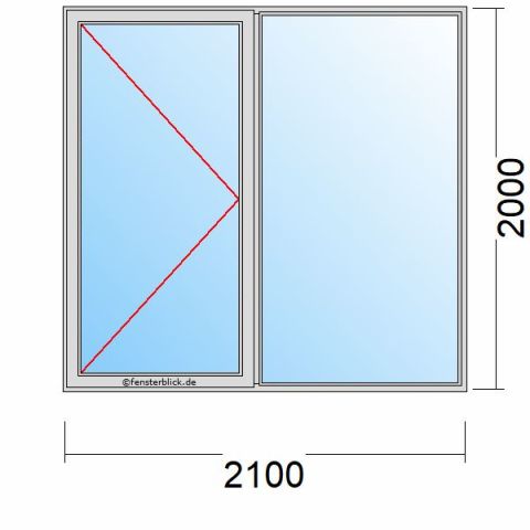 Nebeneingangstür 2100x2000mm DL Seitenteil Rechts schematische Zeichnung