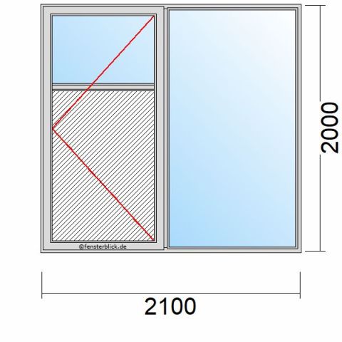 Nebeneingangstür mit Füllung 2100x2000mm DR Seitenteil Rechts schematische Zeichnung